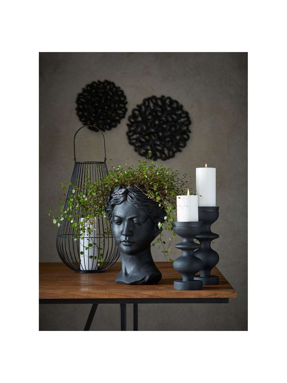 Plantenpot Head, Gelakt beton, Zwart, 17 x 26 cm