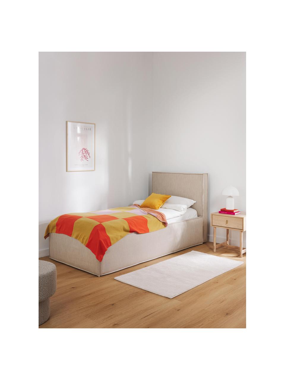 Einzelbett Dream, Bezug: Polyester (Strukturstoff), Korpus: Massives Kiefernholz, Pla, Webstoff Beige, B 90 x L 200 cm