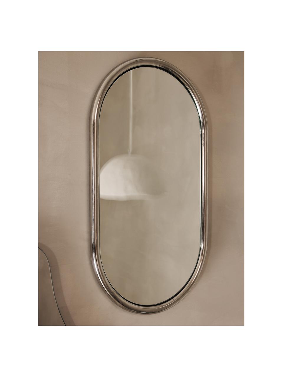 Specchio ovale da parete Blake, Struttura: acciaio inossidabile, Superficie dello specchio: lastra di vetro, Retro: pannello di fibra a media, Argentato, Larg. 40 x Alt. 70 cm