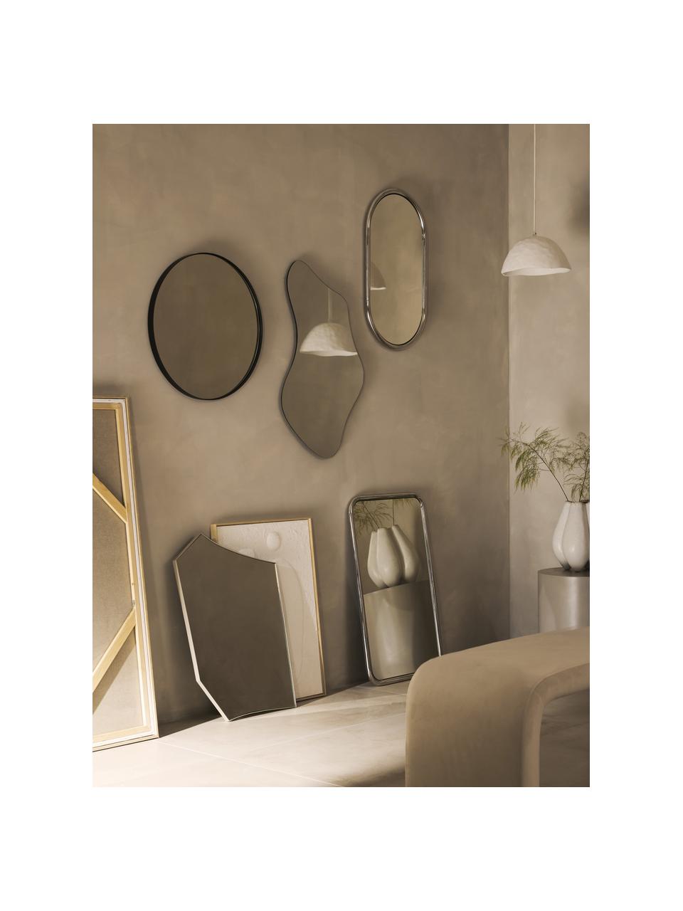 Ovaler Wandspiegel Blake, Rahmen: Edelstahl, Spiegelfläche: Spiegelglas, Rückseite: Mitteldichte Holzfaserpla, Silberfarben, B 40 x H 70 cm