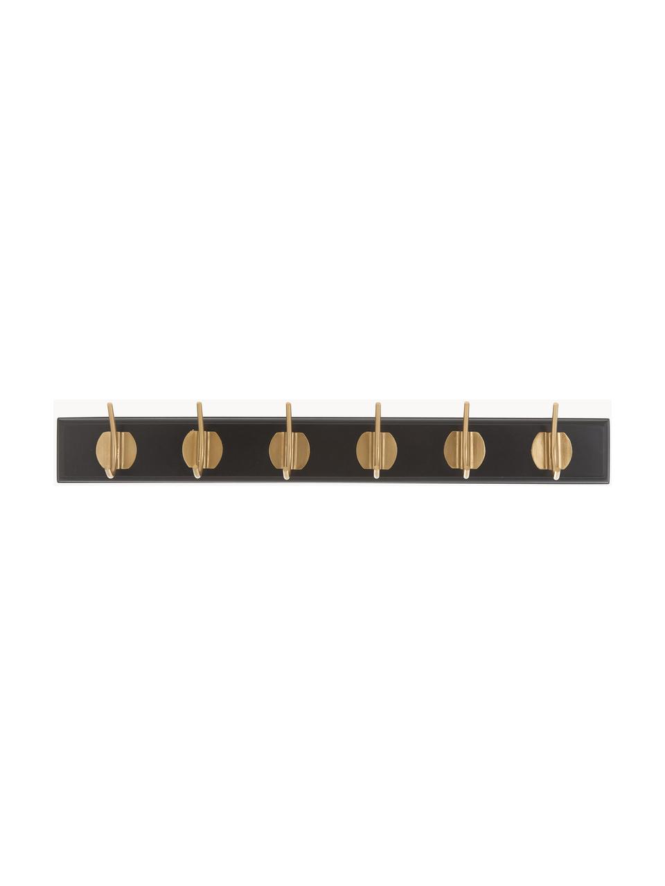 Perchero de pared de madera Edgy, Barra: tablero de fibras de dens, Negro, dorado, An 60 x Al 7 cm