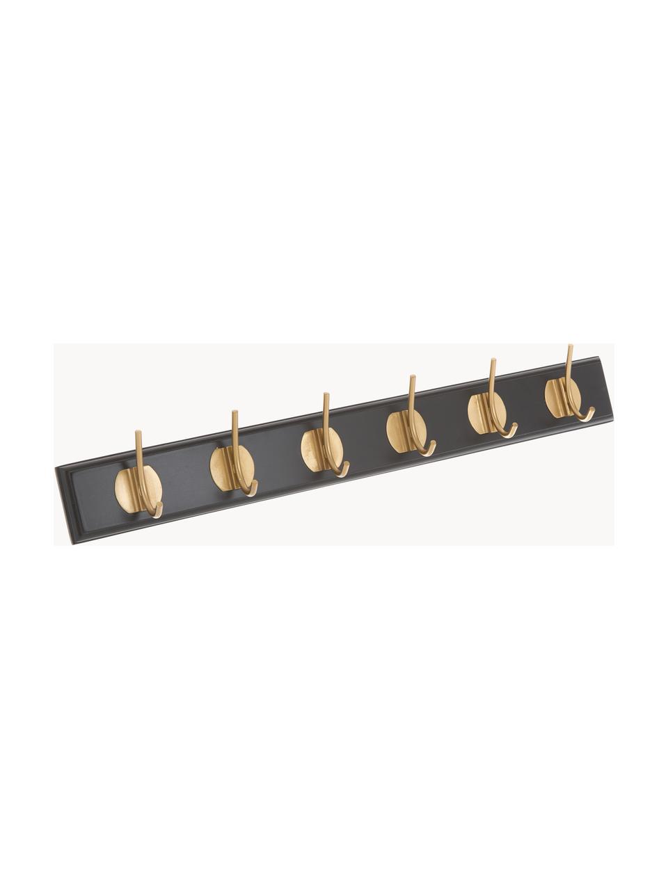 Perchero de pared de madera Edgy, Barra: tablero de fibras de dens, Negro, latón, An 60 cm