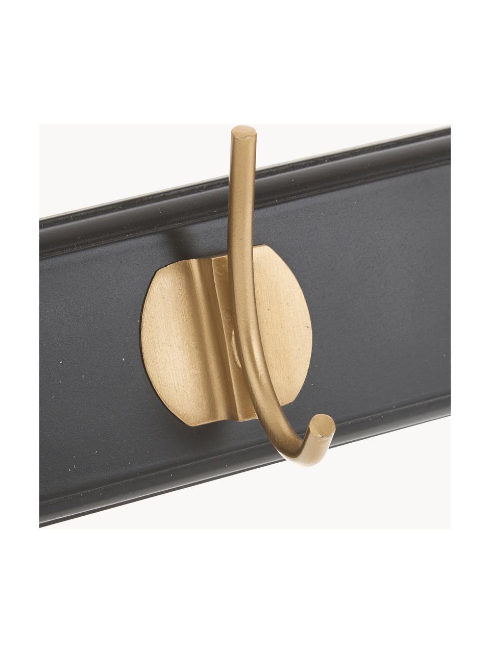 Appendiabiti da parete in legno Edgy, Asta: pannello di fibra a media, Nero, ottone, Larg. 60 cm