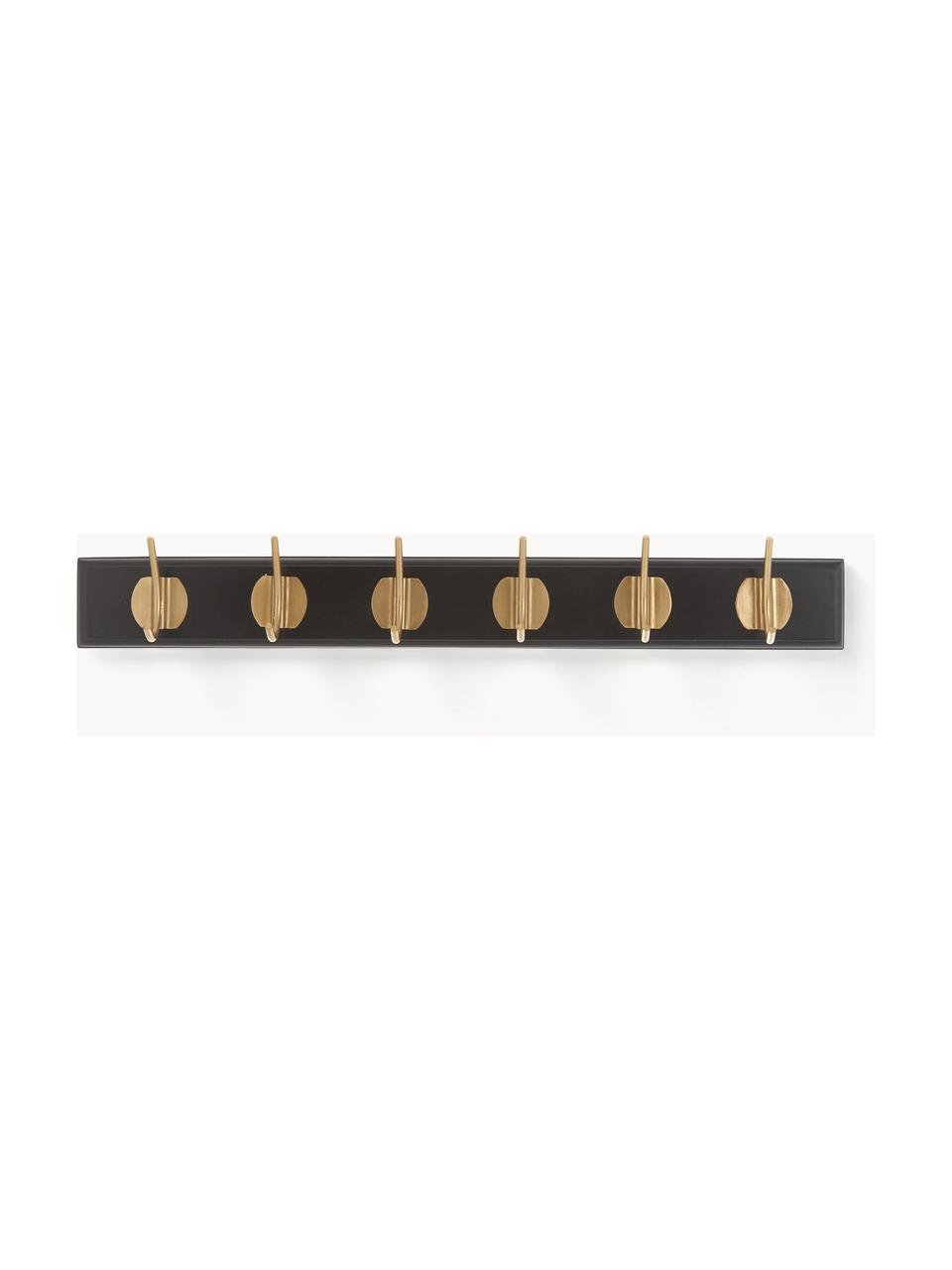 Porte-manteau mural en bois Edgy, Noir, laiton, larg. 60 cm