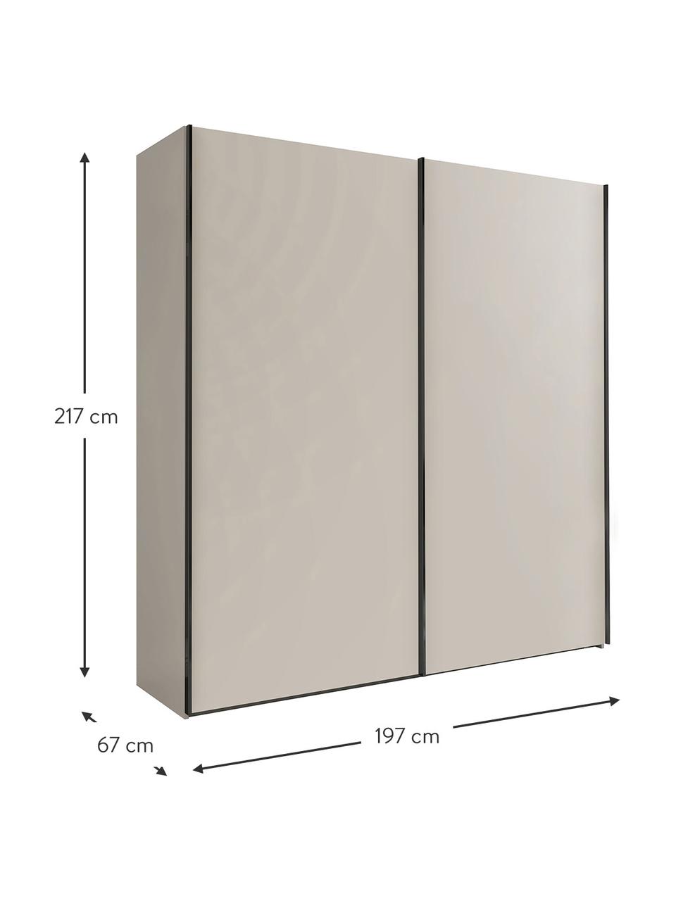 Schwebetürenschrank Monaco in Champagnerfarben, 2-türig, Mitteldichte Holzfaserplatte (MDF), Champagnerfarben, Silber-Grau, Schieferfarben, 197 x 217 cm