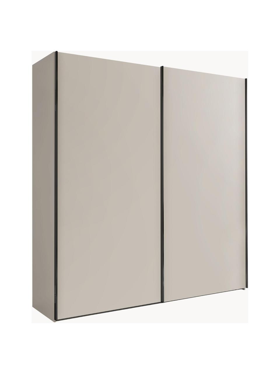 Schwebetürenschrank Monaco, 2-türig, Korpus: Holzwerkstoff, foliert, Leisten: Metall, beschichtet, Beige, B 197 x H 217 cm