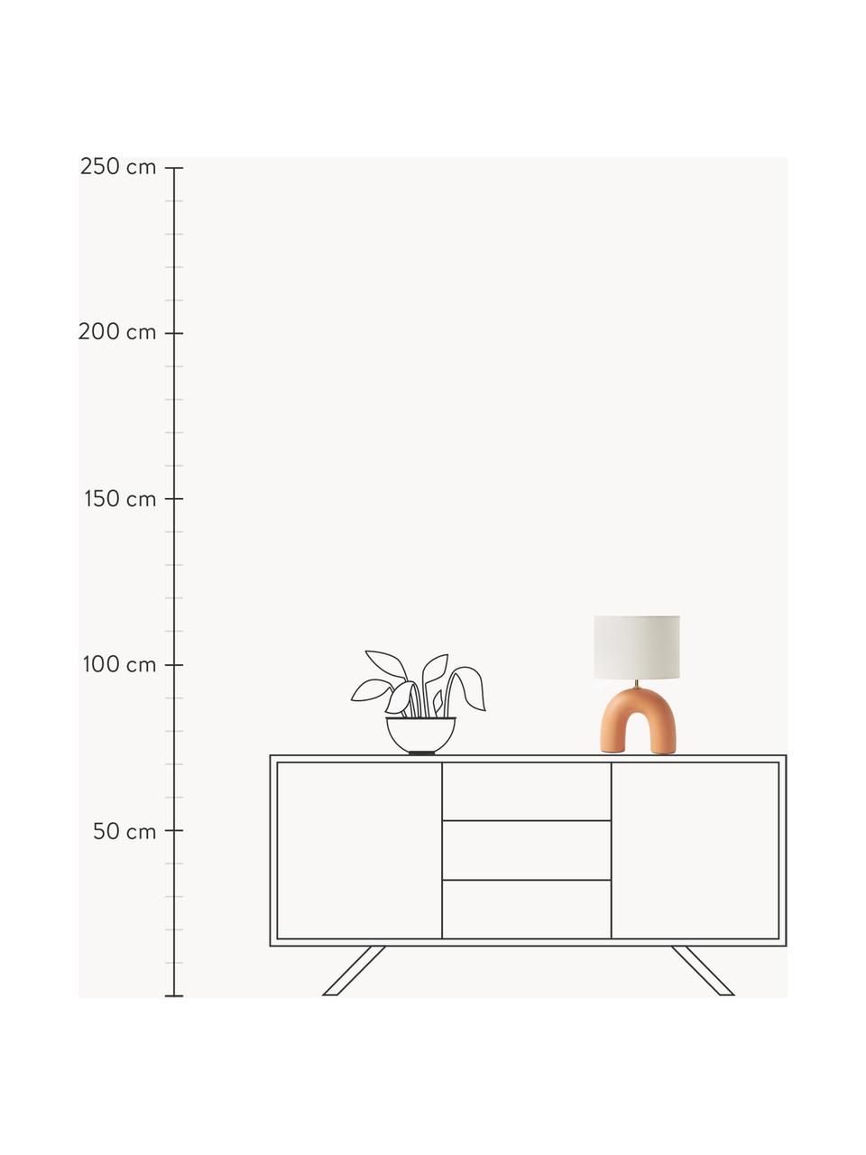 Lampe à poser avec abat-jour ovale et pied en céramique Wesley, Blanc, orange, Ø 43 x haut. 42 cm
