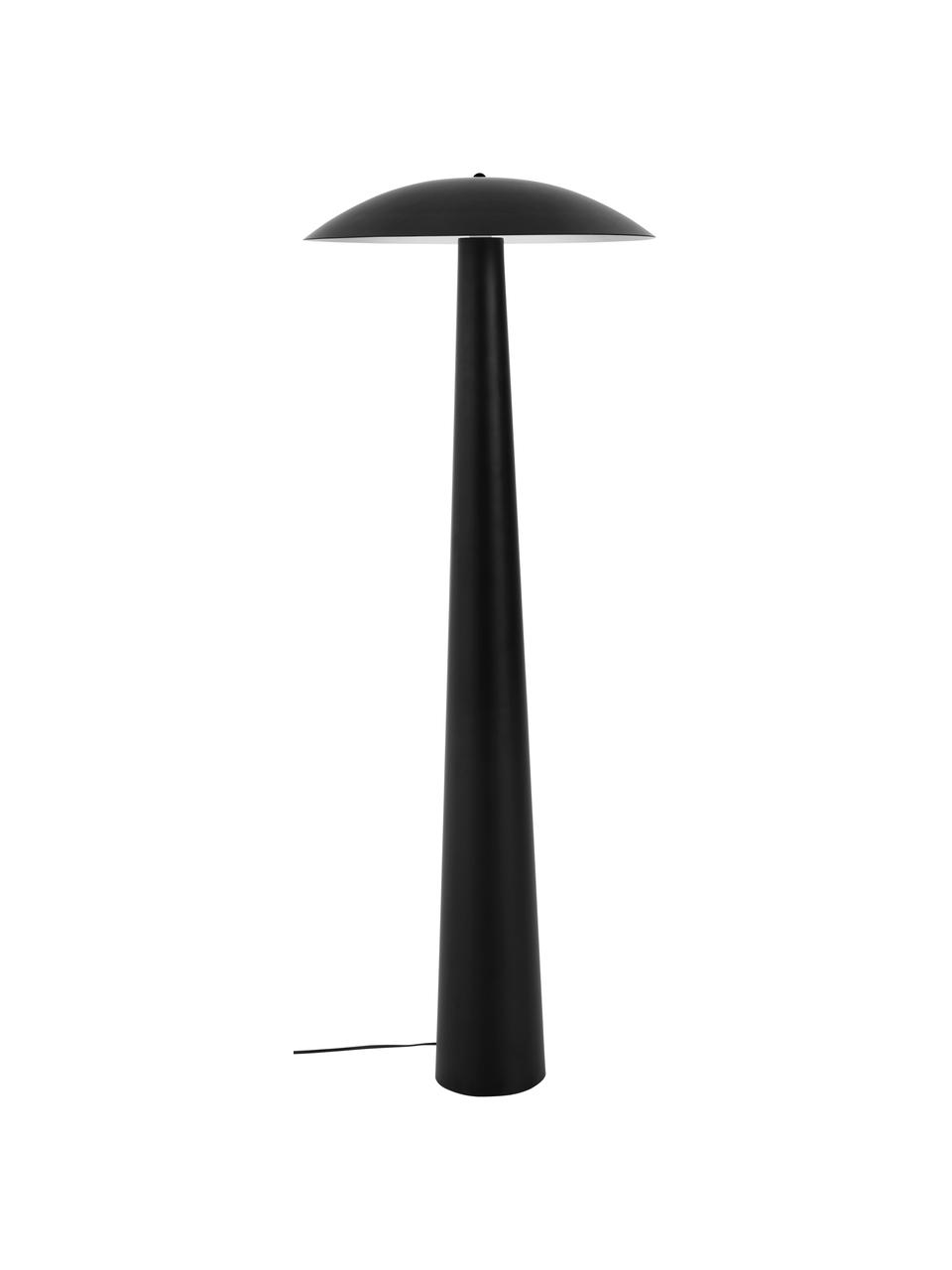 Kleine vloerlamp Moonbeam, Lampenkap: gecoat metaal, Lampvoet: gecoat metaal, Zwart, Ø 50 x H 130 cm