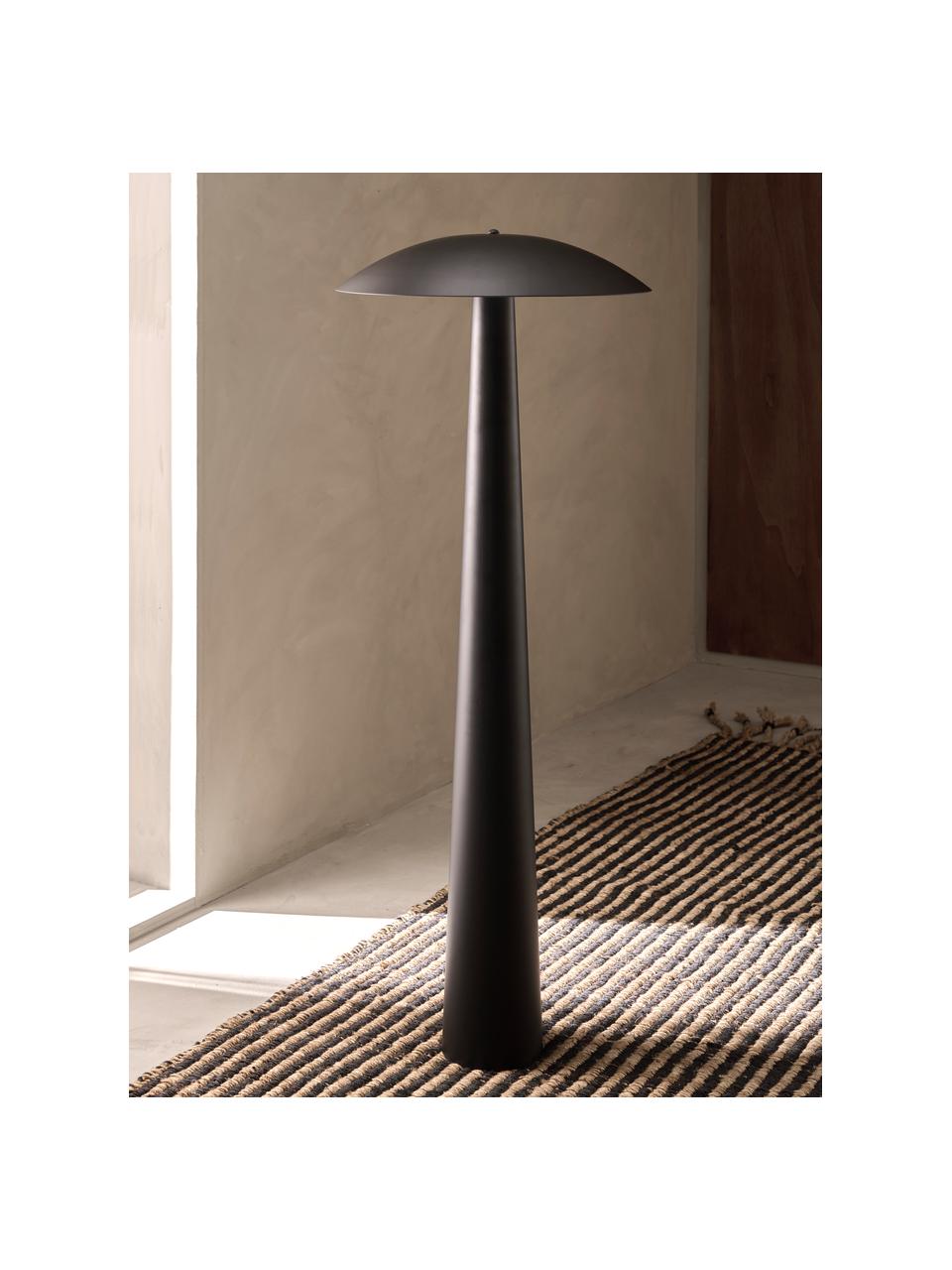 Kleine vloerlamp Moonbeam, Lampenkap: gecoat metaal, Lampvoet: gecoat metaal, Zwart, Ø 50 x H 130 cm