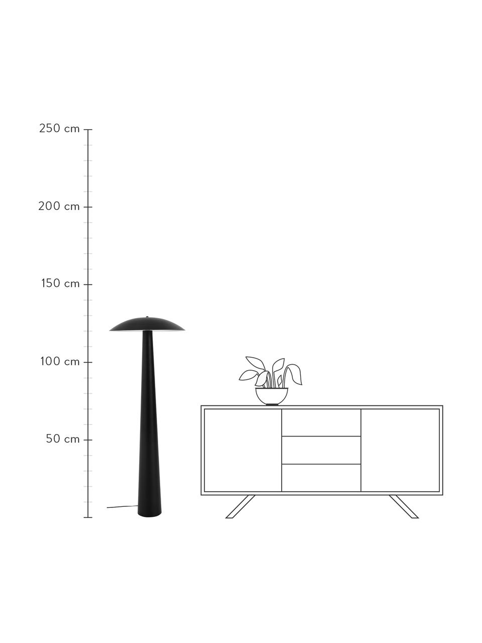 Kleine Stehlampe Moonbeam, Lampenschirm: Metall, beschichtet, Lampenfuß: Metall, beschichtet, Schwarz, Ø 50 x H 130 cm