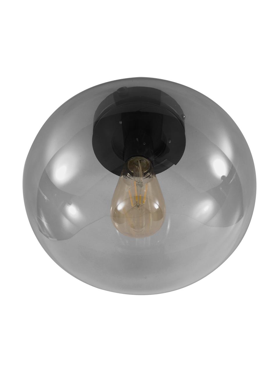 Kleine plafondlamp Alton van glas, Lampenkap: getint glas, Zwart, grijs, Ø 28 x H 24 cm