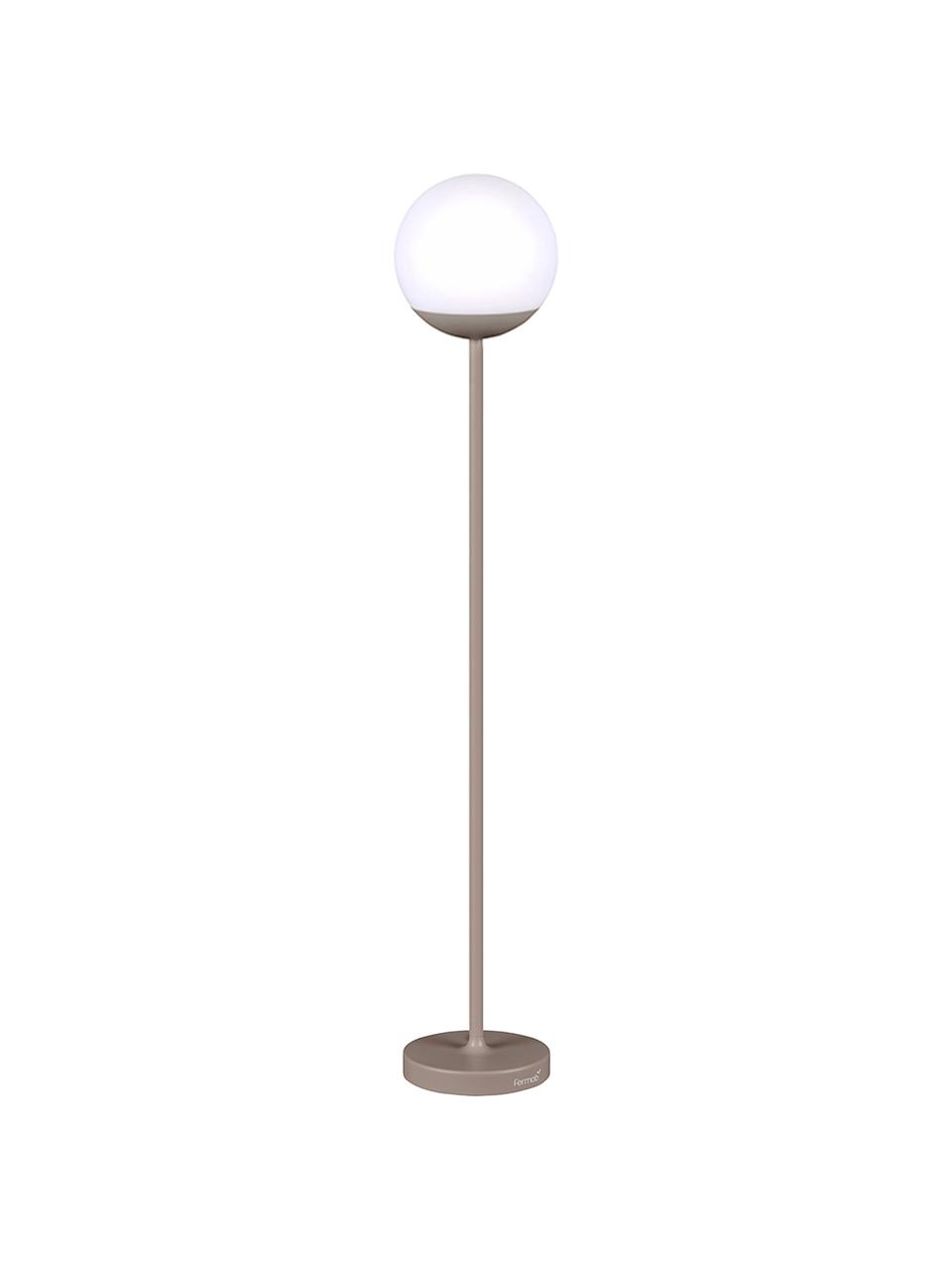 Mobiele outdoor LED-vloerlamp Mooon, Lampvoet: gelakt aluminium, Lampenkap: kunststof, Nootmuskaatbruin, Ø 25 x H 134 cm