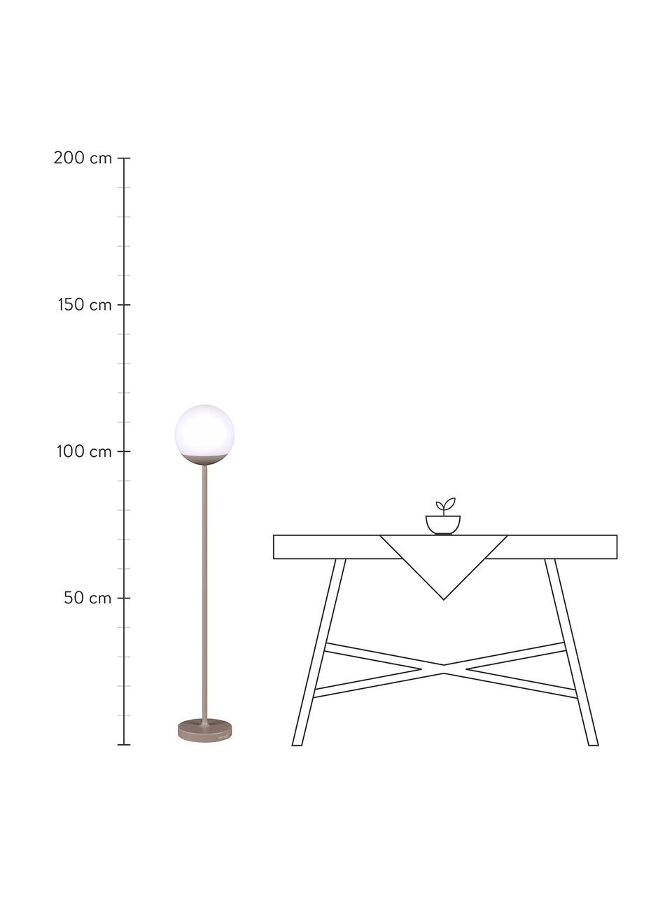 Lampada da terra a LED da esterno Mooon, Base della lampada: alluminio verniciato, Paralume: materiale sintetico, Marrone noce moscata, Ø 25 x Alt. 134 cm