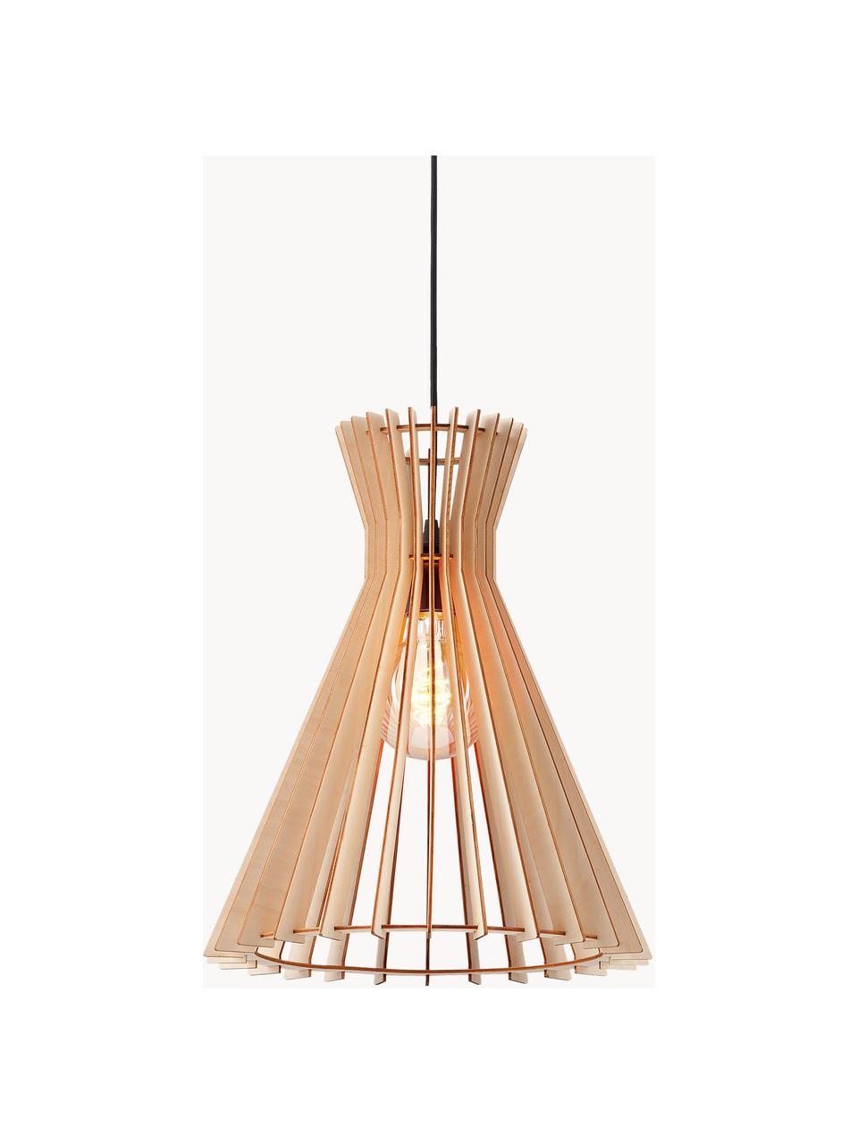 Boho hanglamp Groa van hout, Lampenkap: hout, Beige, lichtbruin, Ø 34 x H 41 cm
