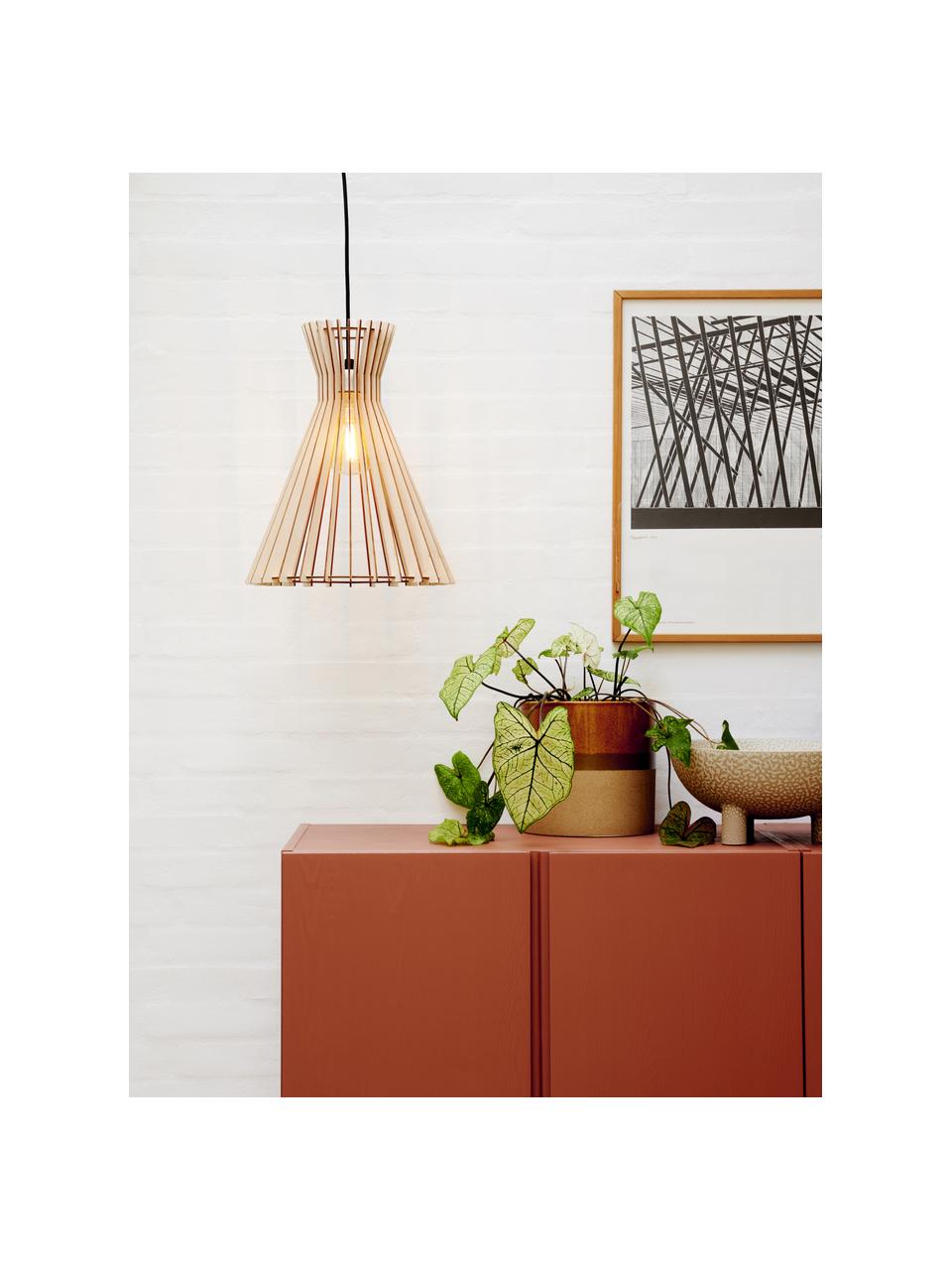 Lampa wisząca w stylu boho z drewna Groa, Beżowy, jasny brązowy, Ø 34 x W 41 cm