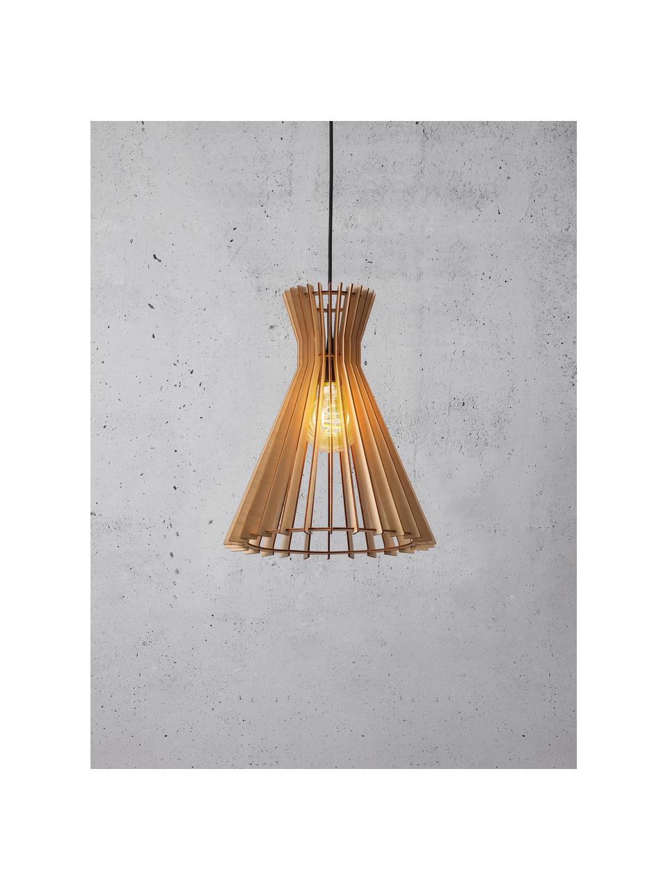 Boho hanglamp Groa van hout, Lampenkap: hout, Beige, lichtbruin, Ø 34 x H 41 cm