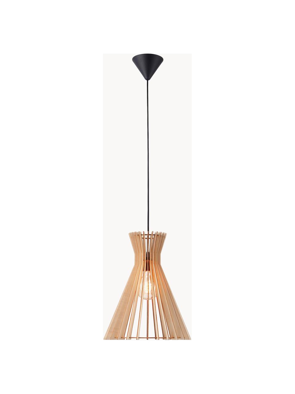 Boho hanglamp Groa van hout, Lampenkap: hout, Beige, lichtbruin, Ø 34 x H 41 cm