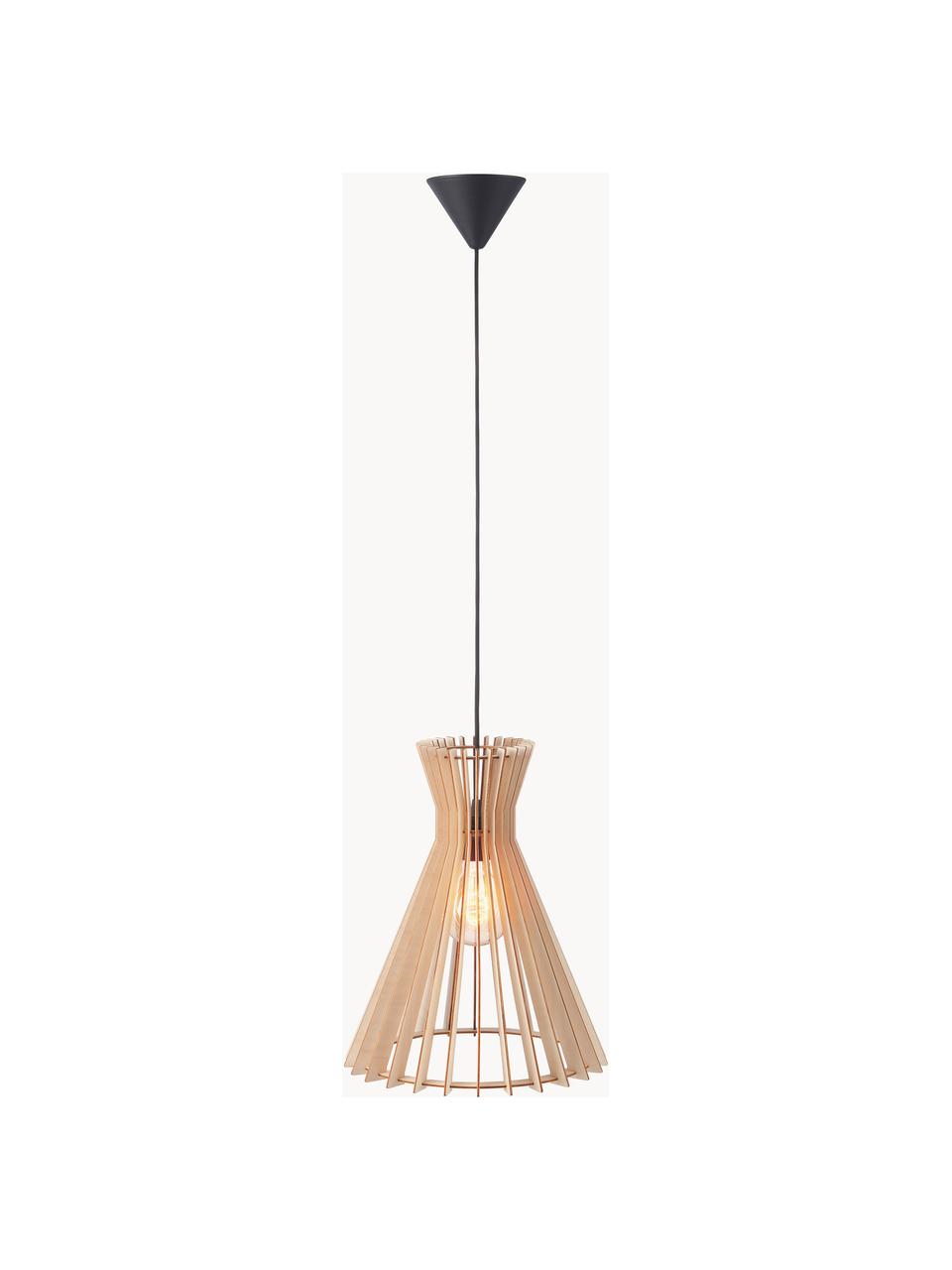 Boho hanglamp Groa van hout, Lampenkap: hout, Beige, lichtbruin, Ø 34 x H 41 cm