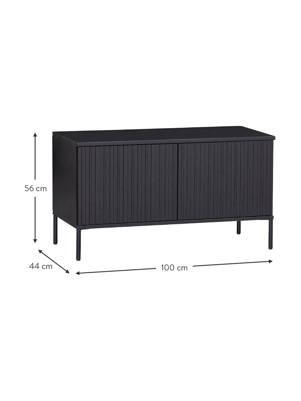 Mueble TV de madera de pino Avourio, 2 puertas, Estructura: madera de pino con certif, Patas: metal recubierto, Madera de pino, An 100 x Al 56 cm