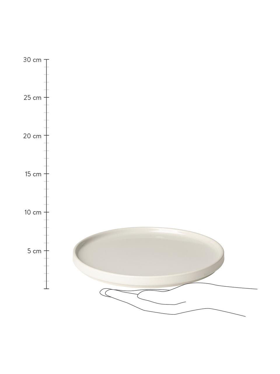 Assiettes à dessert à texture mate/brillante Pilar, 6 pièces, Céramique, Blanc crème, Ø 20 cm