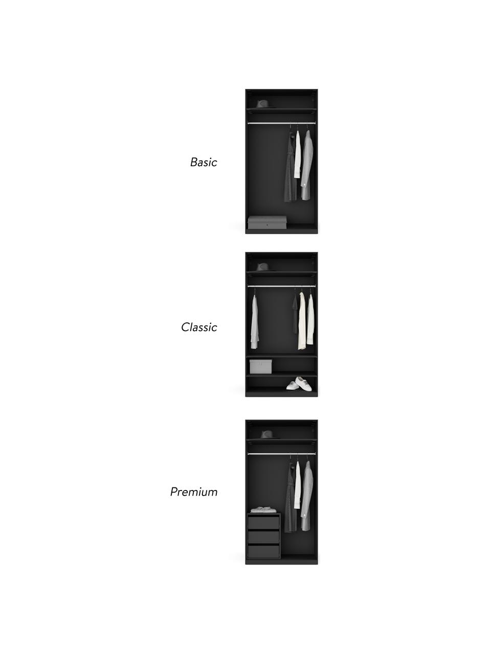 Armoire modulaire à portes battantes Leon, largeur 100 cm, plusieurs variantes, Aspect bois de noyer, noir, Basic Interior, hauteur 200 cm