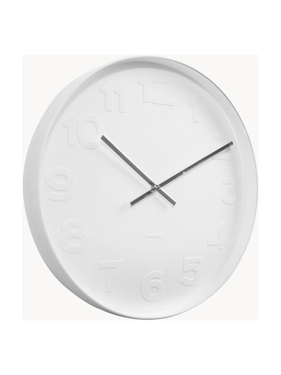 Horloge murale Mr. White, Blanc, argenté, Ø 38 cm