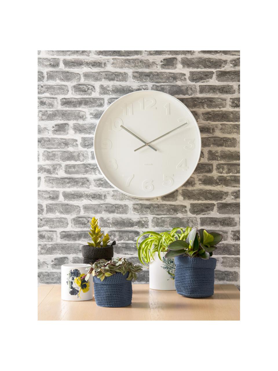 Reloj de pared Mr. White, Blanco opalino, plateado, Ø 38 cm