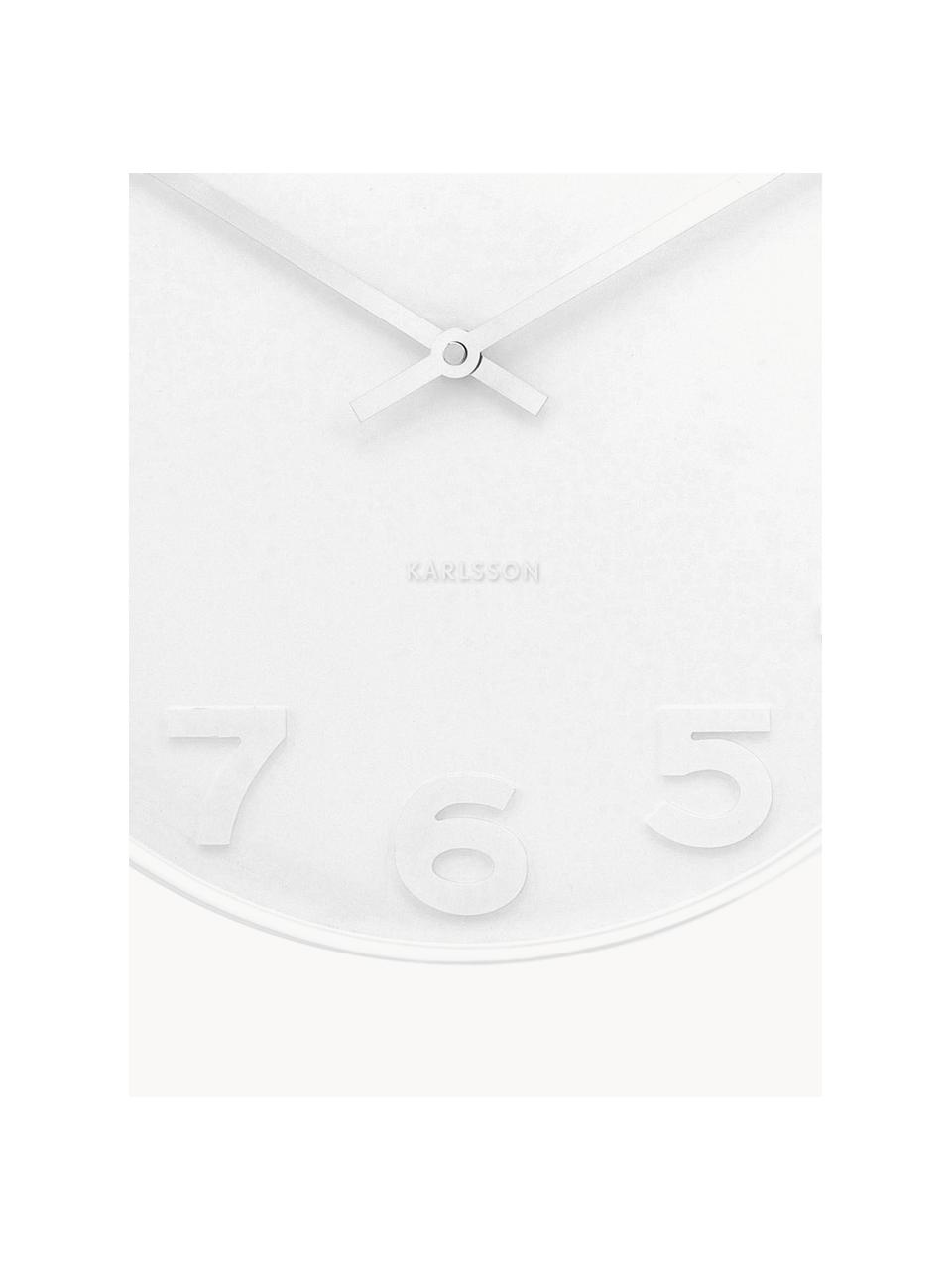 Reloj de pared Mr. White, Blanco opalino, plateado, Ø 38 cm