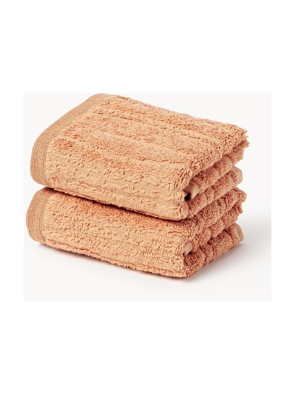 Baumwoll-Handtuch Audrina, in verschiedenen Größen, Peach, Handtuch, B 50 x L 100 cm, 2 Stück