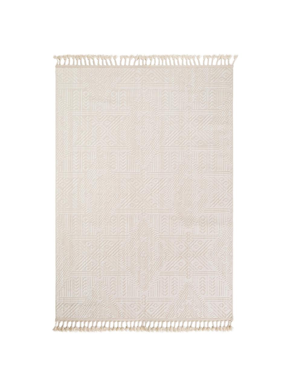 Teppich Laila Tang mit Hoch-Tief-Effekt in Creme, Flor: Polyester, Cremefarben, B 230 x L 340 cm (Größe L)