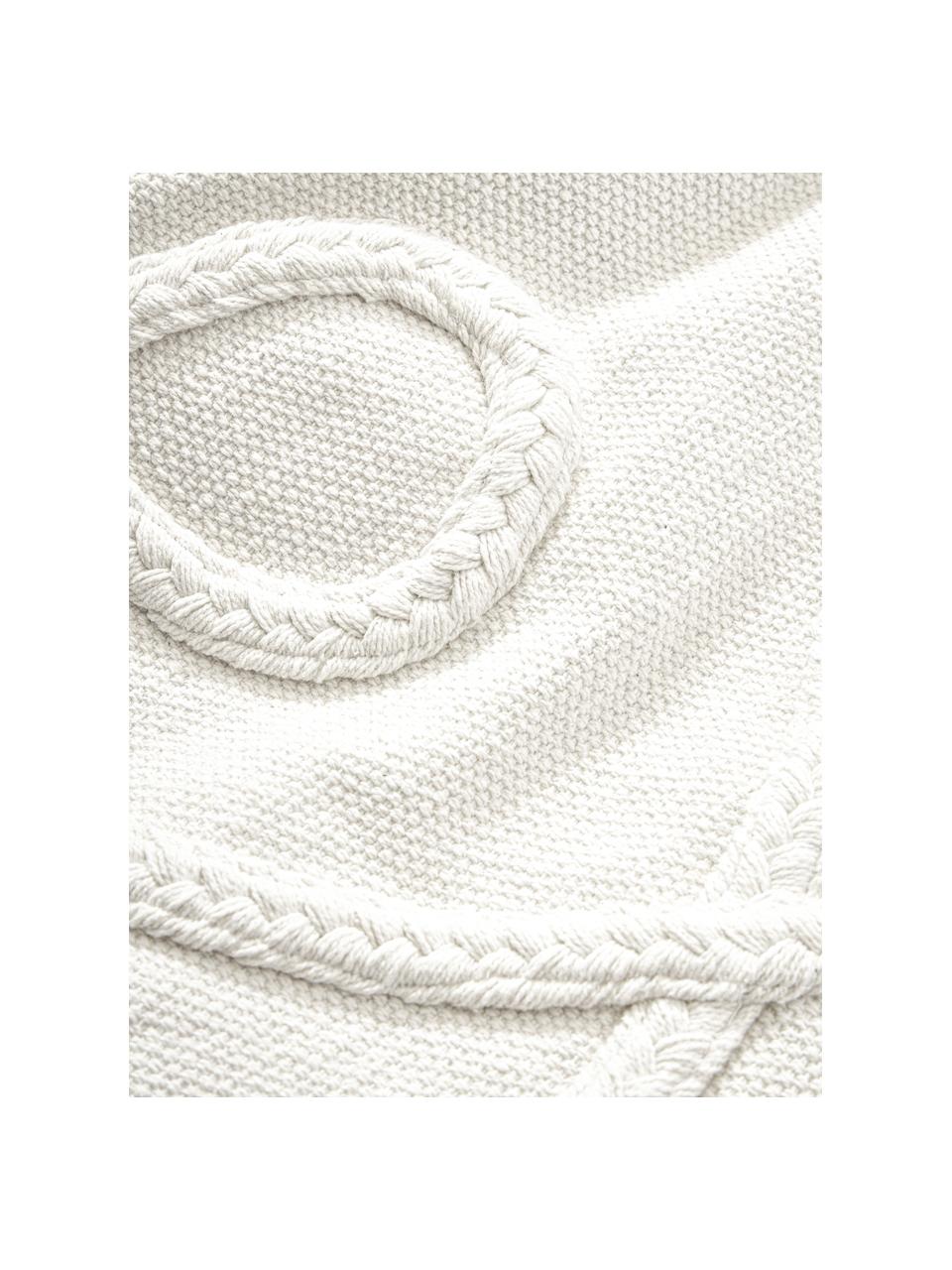 Fundas de cojines con tejido capitoné y flecos Kaspar, 2 uds., 100% algodón, Blanco crema, An 45 x L 45 cm