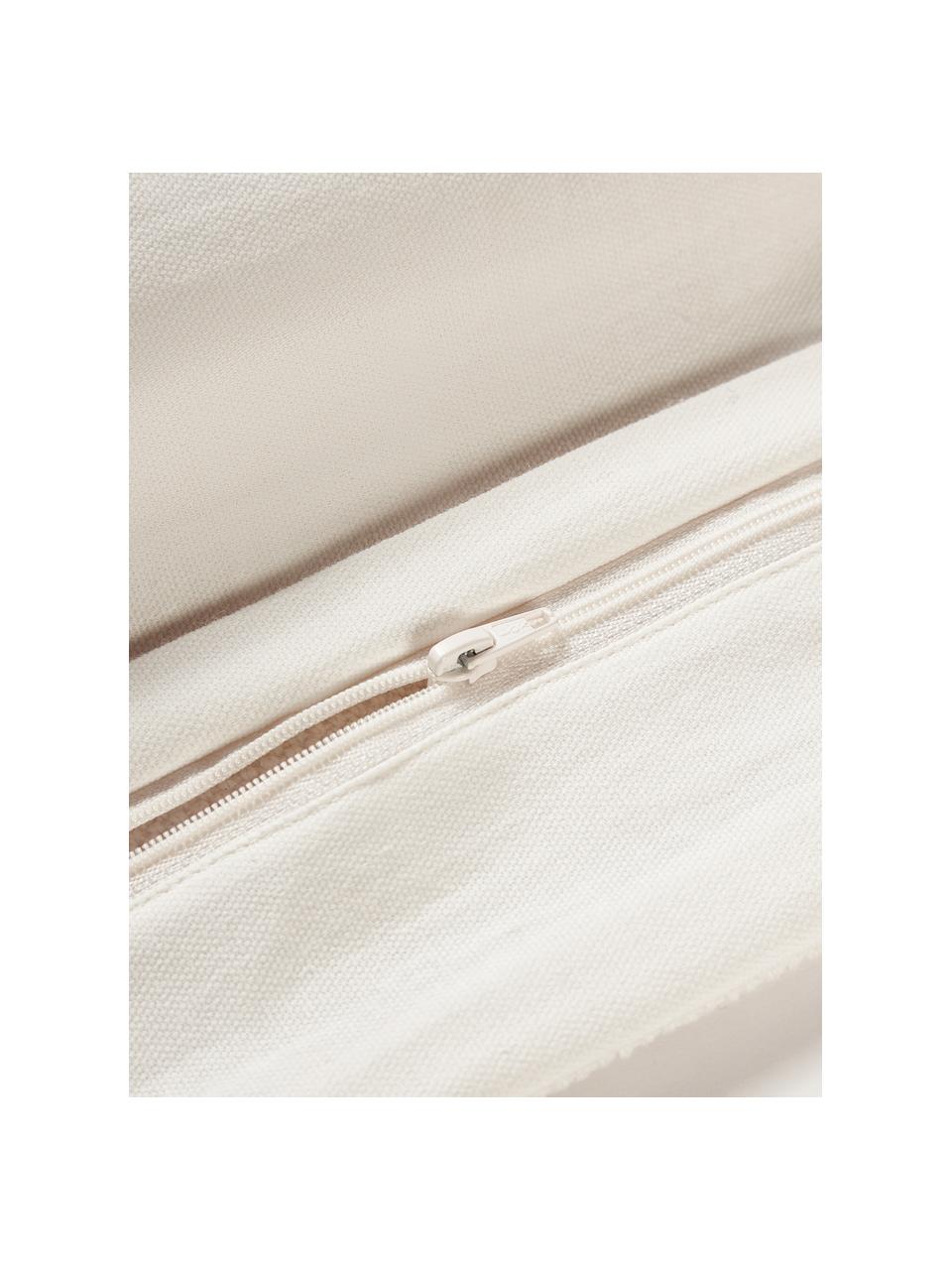 Housses de coussin à détails tuftés et franges Kaspar, 2 pièces, 100 % coton, Blanc crème, larg. 45 x long. 45 cm
