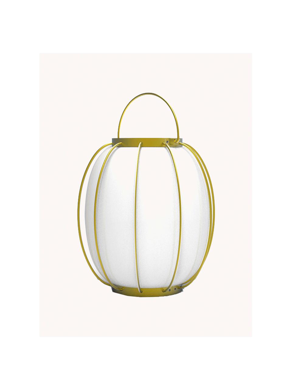 Lámpara de mesa para exterior LED Lady, regulable y portátil, Pantalla: plástico, Estructura: acero recubierto, Blanco, dorado, Ø 26 x Al 27 cm