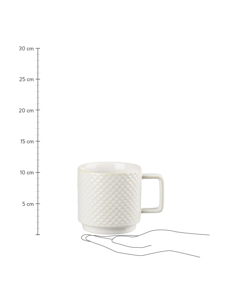 Grande tasse à thé en grès blanc Lara, 4 élém., Blanc cassé