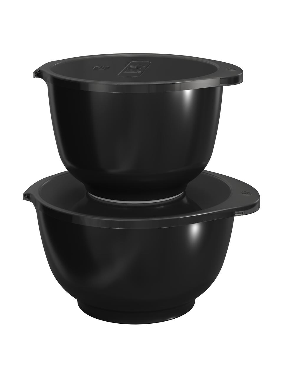 Schalenset Margrethe met deksel, 2-delig, Melamine, Zwart, Set met verschillende formaten