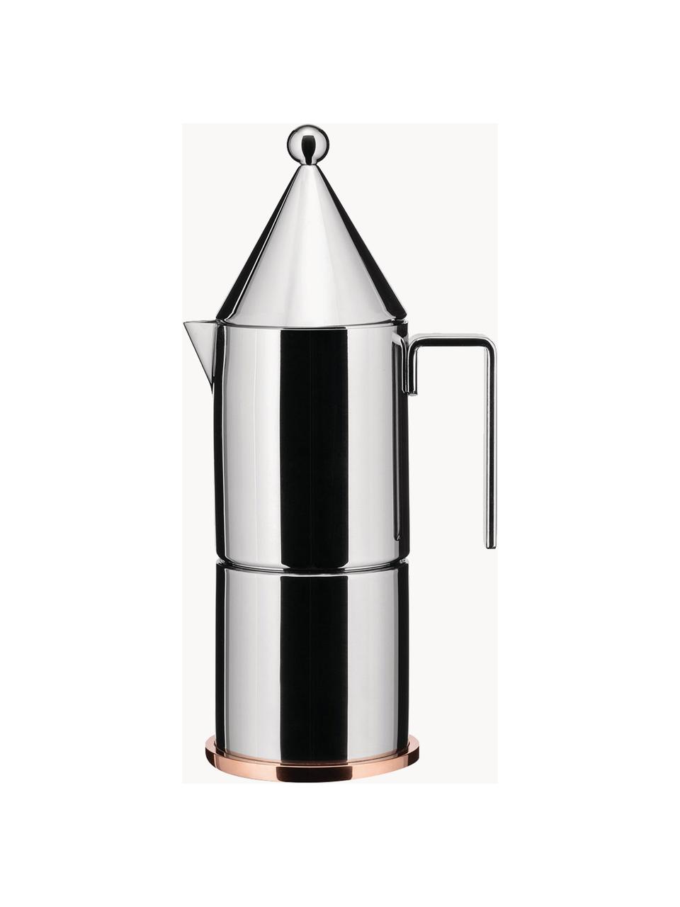 Koffiezetapparaat La Conica voor drie kopjes, Voetstuk: koper, Zilverkleurig, glanzend, Ø 8 x H 24 cm