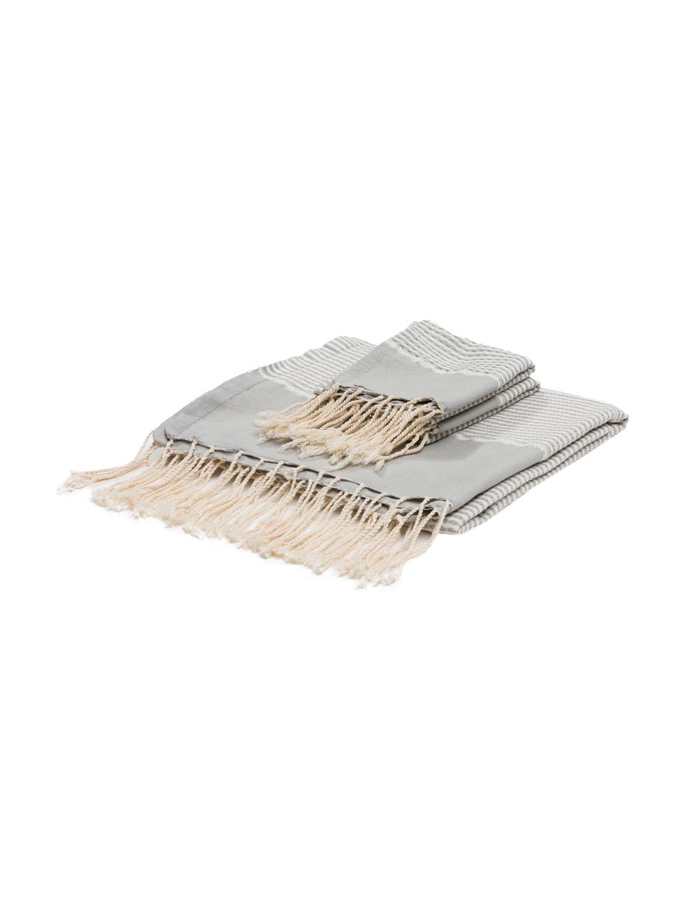 Set 3 asciugamani con bordo in lurex Copenhague, 100% cotone con fili di lurex
Qualità molto leggera, 200 g/m², Grigio perlato, argento, bianco, Set in varie misure