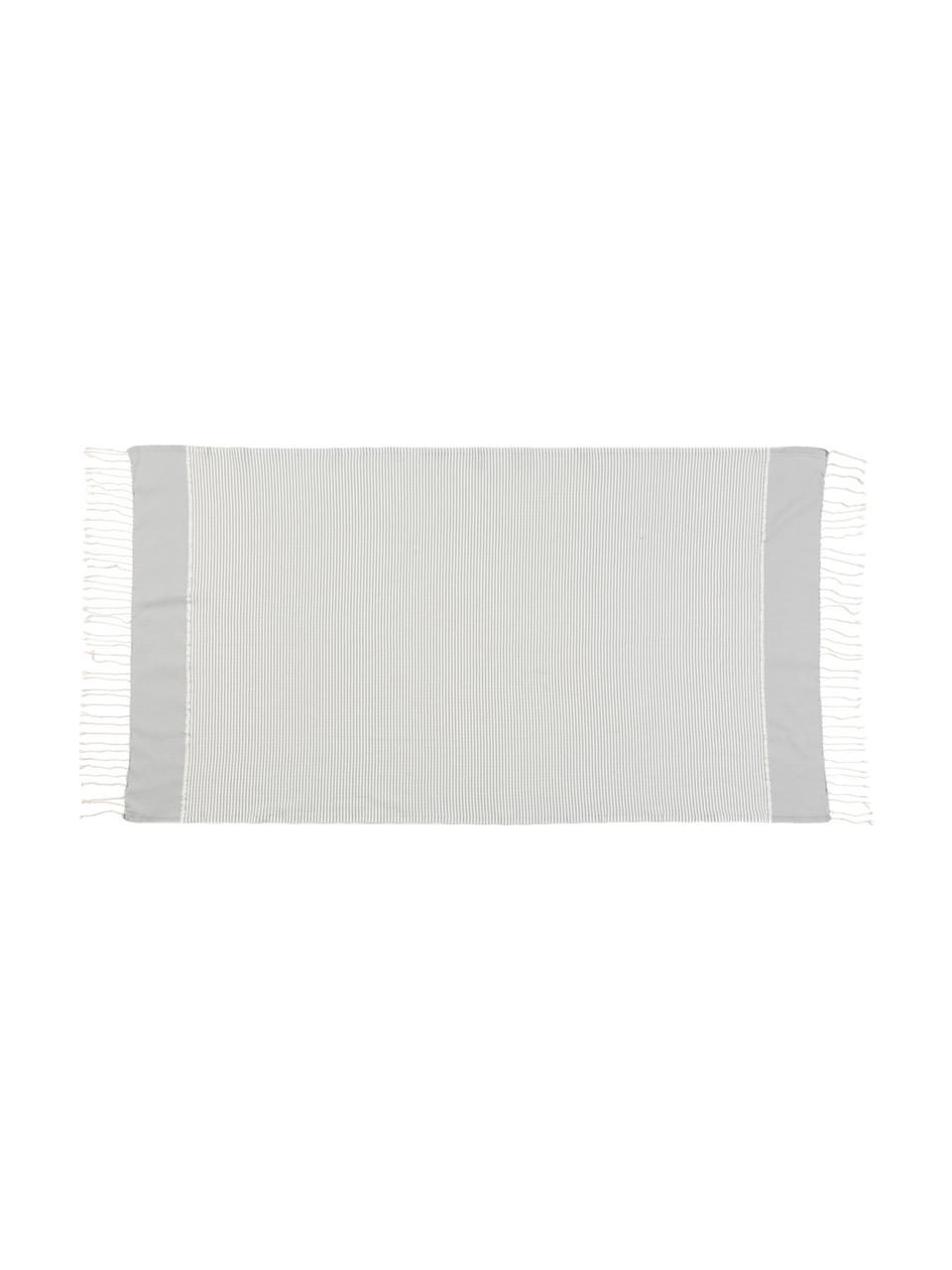 Komplet ręczników z wykończeniem z lurexu  Copenhague, 3 elem., Szary perłowy, odcienie srebrnego, biały, Komplet z różnymi rozmiarami
