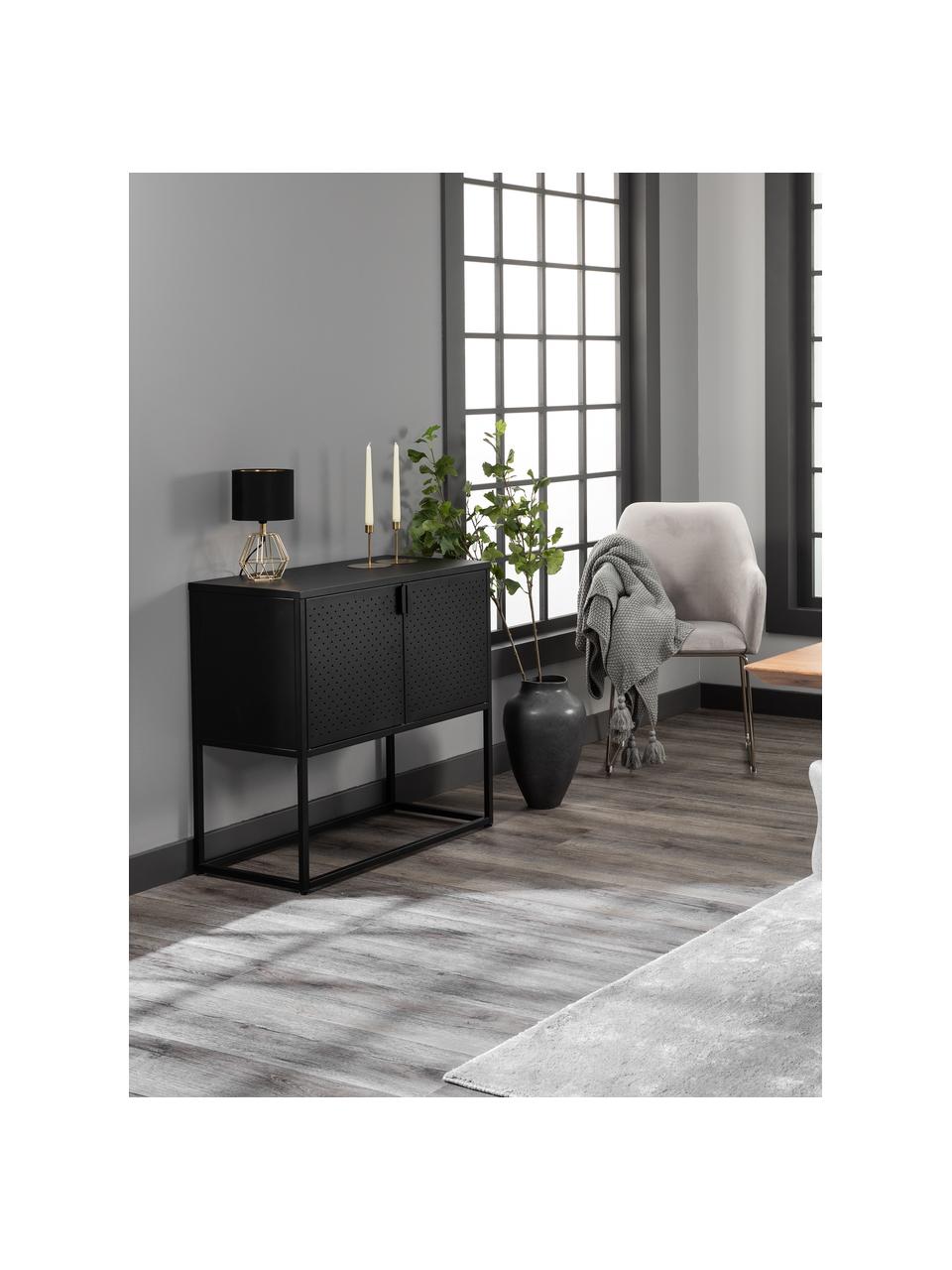 Lámpara de mesa pequeña Phil, Cable: tela, Negro, dorado, Ø 17 x Al 31 cm