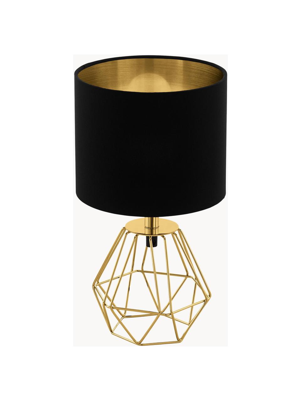 Lámpara de mesa pequeña Phil-Gold, Cable: tela, Negro, dorado, Ø 17 x Al 31 cm