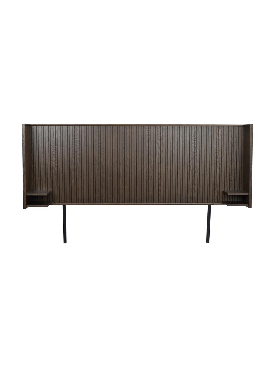 Cabecero de roble con estante Redmond, Tablero: tablero de fibra de densi, Patas: metal con pintura en polv, Madera, An 230 x Al 120 cm