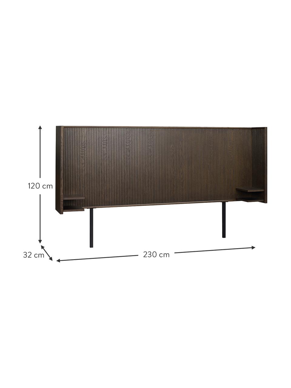Zagłówek z drewna dębowego Redmond, Korpus: płyta pilśniowa średniej , Nogi: metal malowany proszkowo, Drewno naturalne, S 230 x W 120 cm