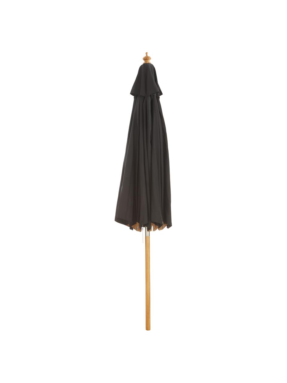 Ronde parasol Capri in zwart, Ø 300 cm, Wit gewassen, zwart, Ø 300 x H 265 cm