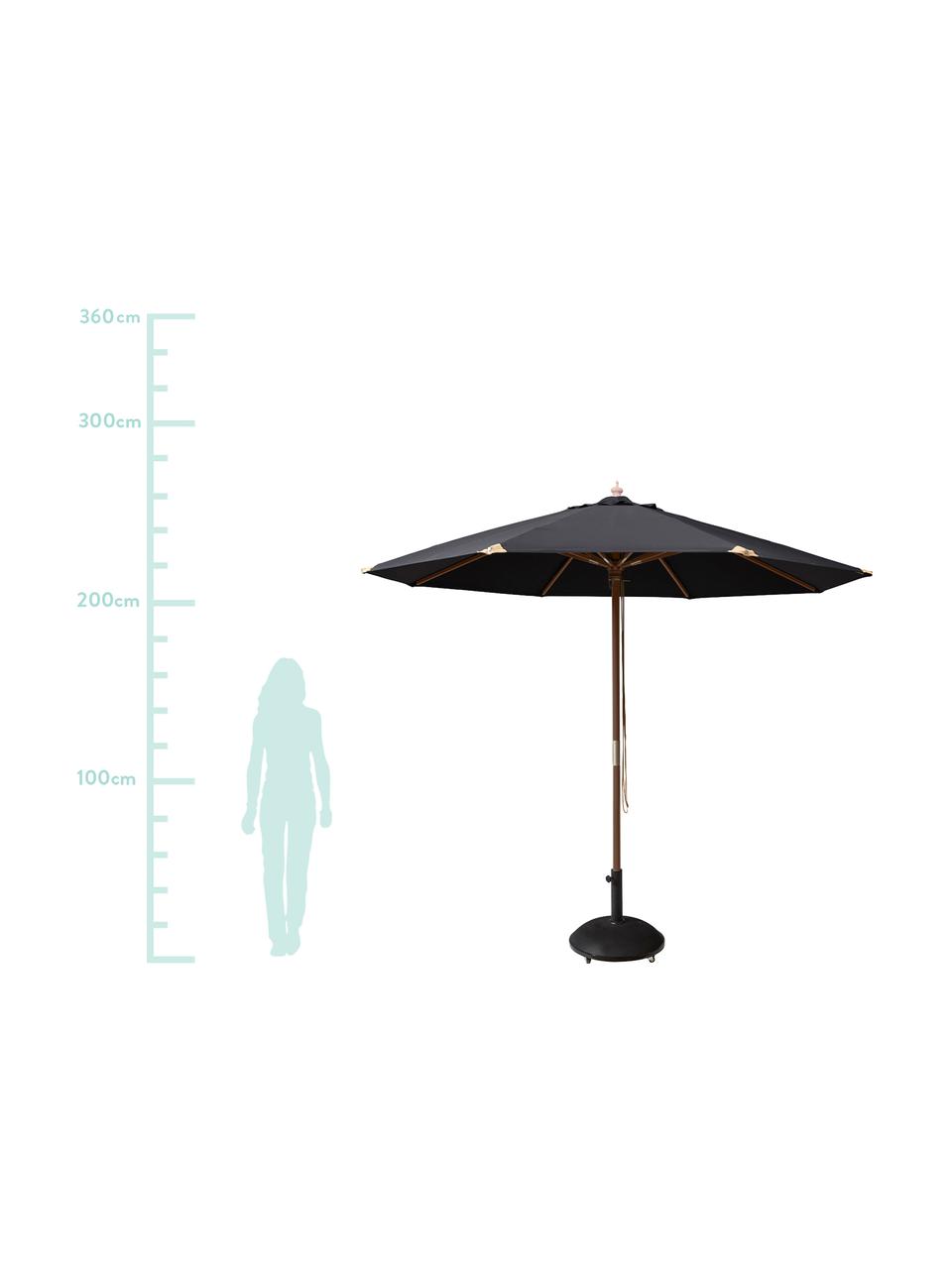 Parasol rond Capri, Ø 300 cm, Blanc délavé, noir