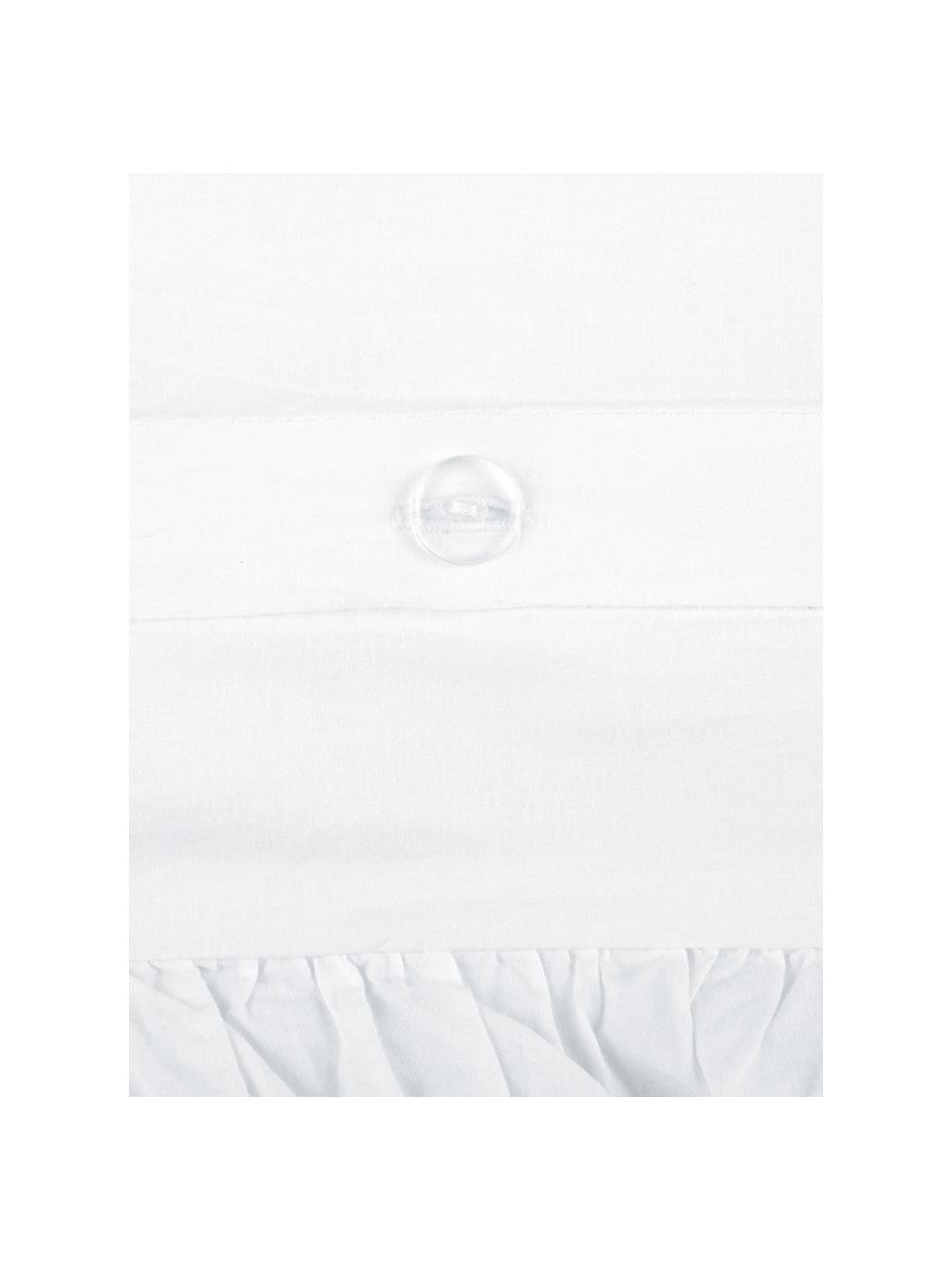 Gewaschener Baumwoll-Bettdeckenbezug Florence mit Rüschen, Webart: Perkal Fadendichte 180 TC, Weiss, B 160 x L 210 cm