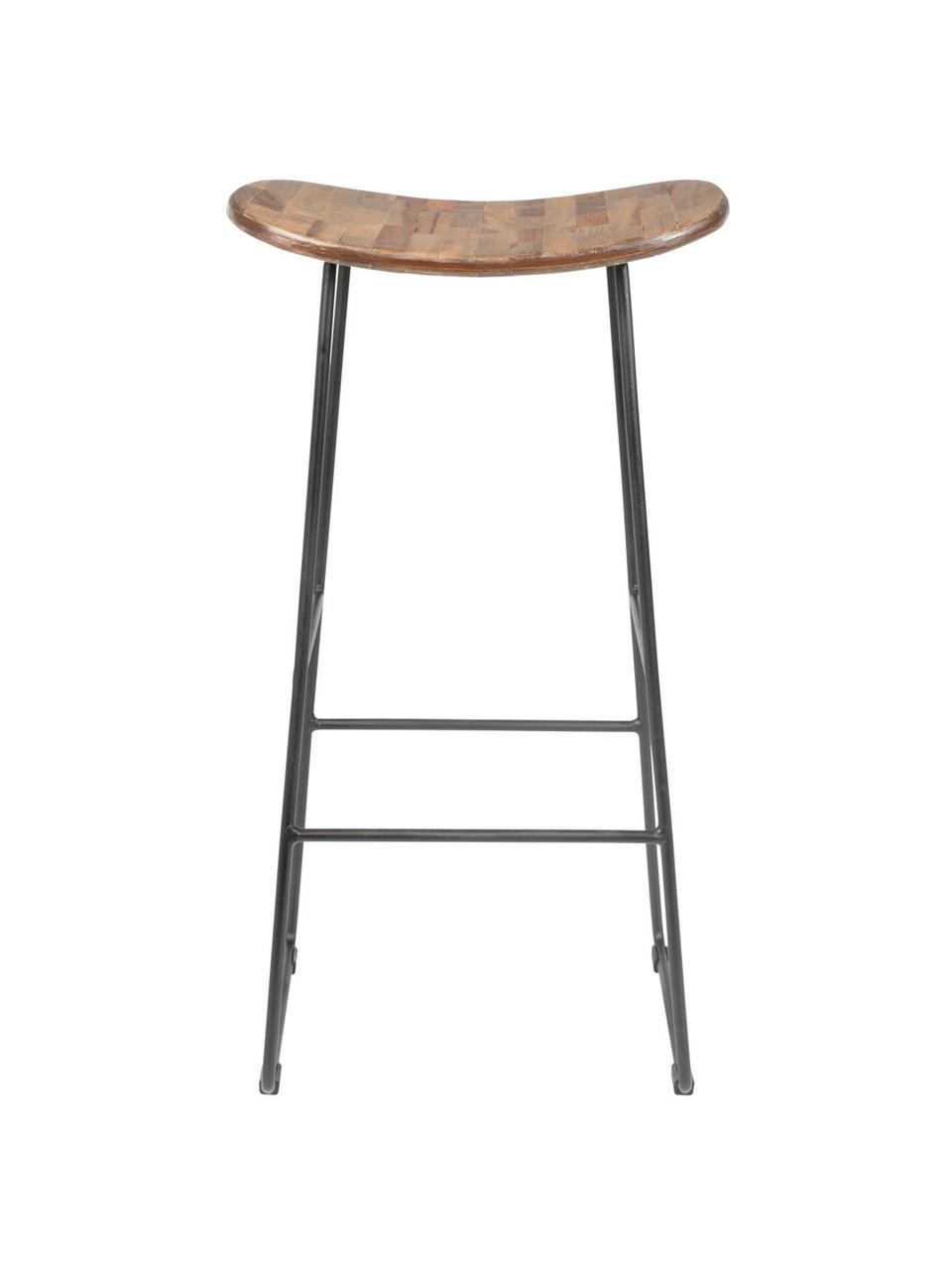 Barový stolek z teakového dřeva a kovu Tangle, Teakové dřevo, černá, Š 40 cm, V 80 cm
