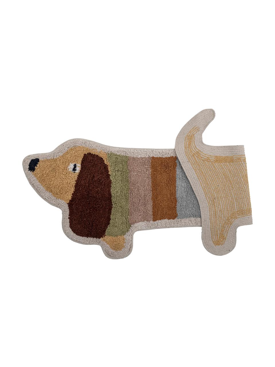 Hochflor-Kinderteppich Charlie in Hund-Form, 100 % Baumwolle, Beige, Bunt, B 50 x L 100 cm