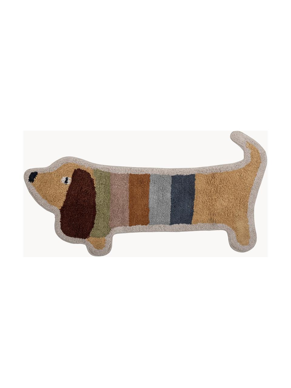 Hochflor-Kinderteppich Charlie in Hund-Form, 100 % Baumwolle, Beige, Bunt, B 50 x L 100 cm
