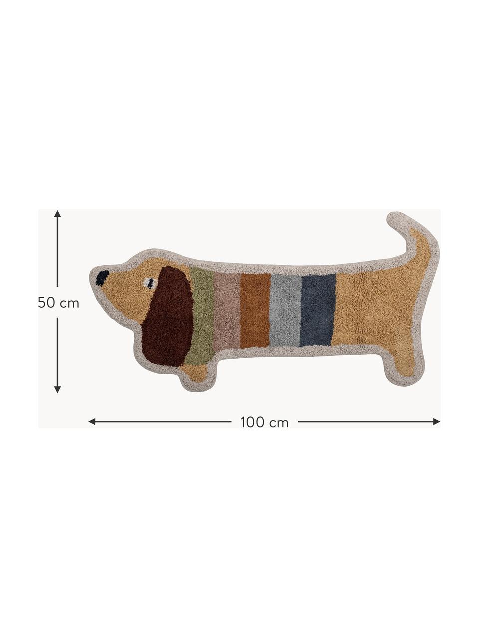 Hochflor-Kinderteppich Charlie in Hund-Form, 100 % Baumwolle, Bunt, B 50 x L 100 cm