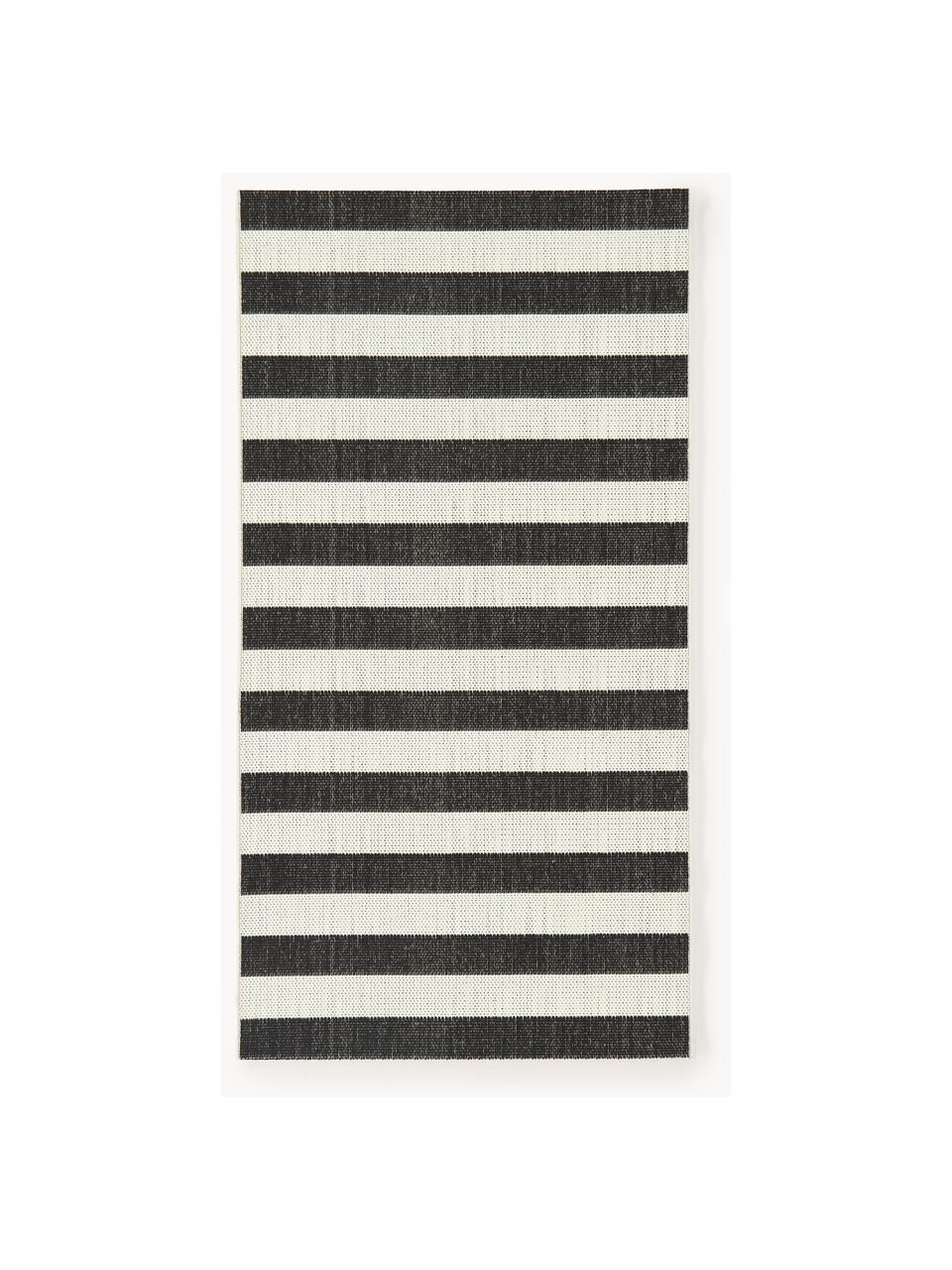 Pruhovaný koberec do interiéru/exteriéru Axa, 70 % polypropylén, 30 % polyester, Lomená biela, čierna, Š 200 x D 290 cm (veľkosť L)